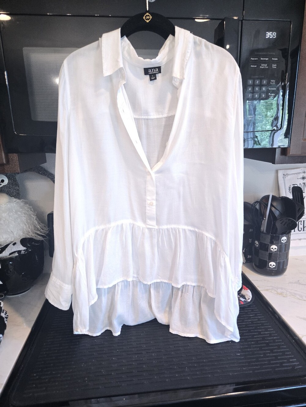 a.n.a White Ruffled Hi Low-Hem Long-Sleeve Tunic Blouse BUNDLE AND SAVE